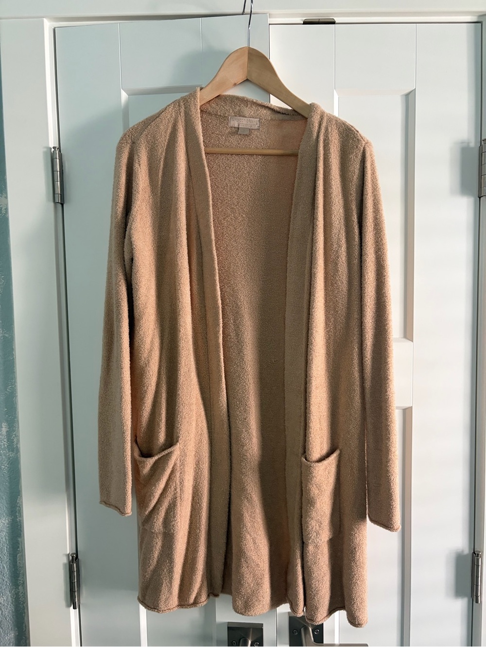Barefoot Dreams Beige Cozy Chic Lite Open-Front Cardigan Sweater Like New